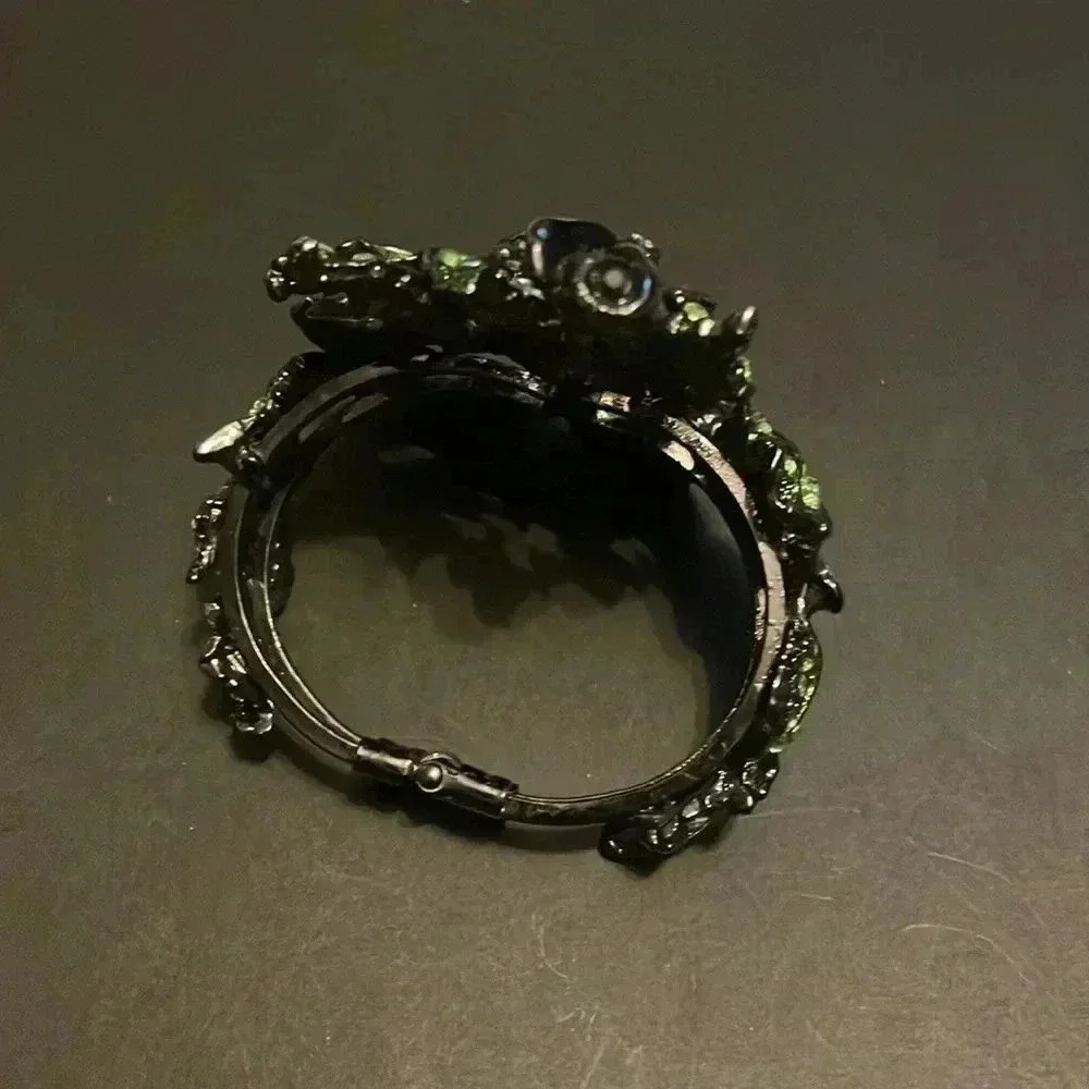 Statement Oversized green Rhinestone Wide Design Statement Cuff Bangle bracelet - Picture 3 of 3